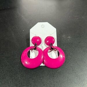 Circular Pink Plastic Earrings